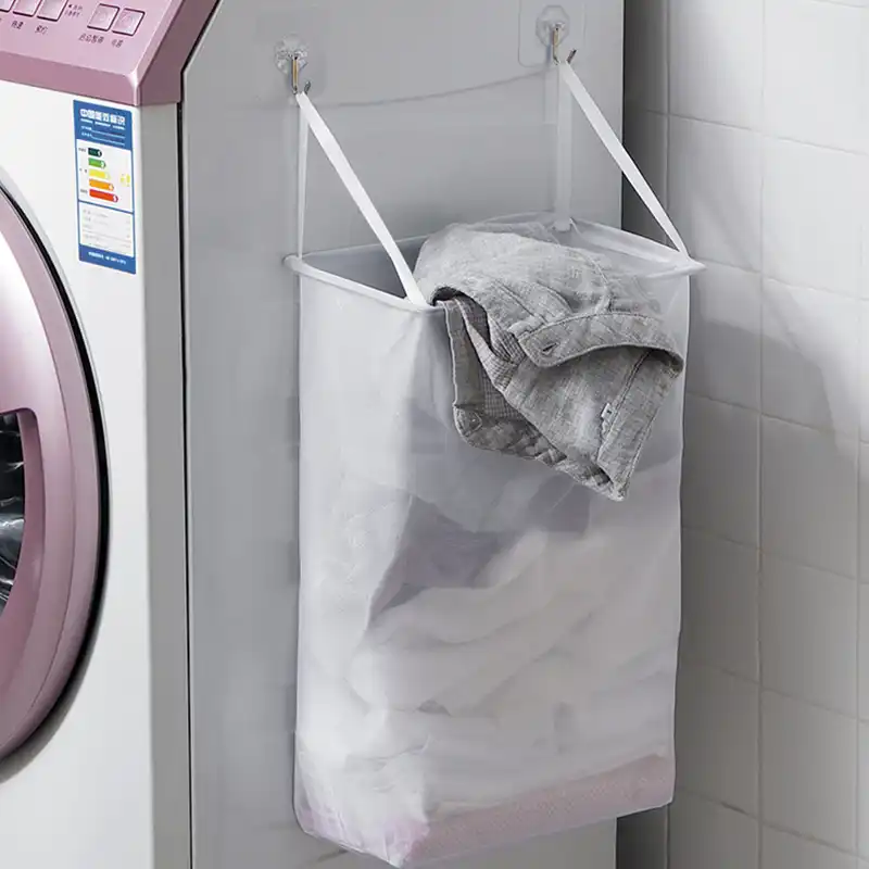 Folding Wall Mounted Laundry Basket Plastic Dirty Clothes Storage
