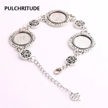 PULCHRITUDE 3 шт./партия металлическая цепочка Кабошон База подходит Круглый 18 мм ручной работы сердце Шарм браслет ювелирные изделия Diy C1006