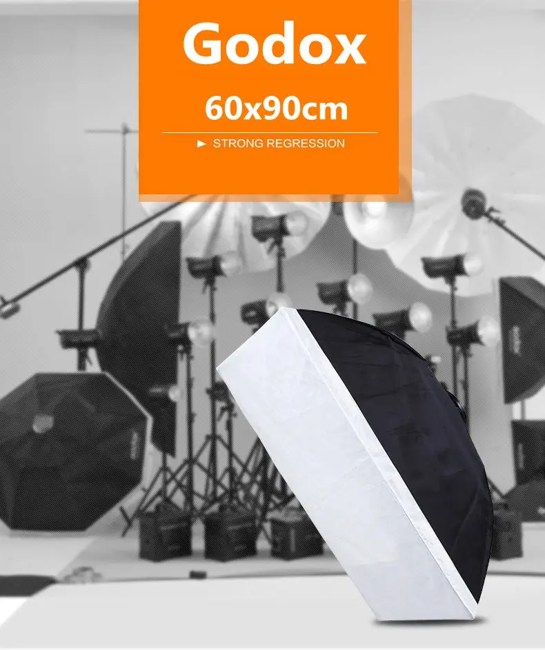 Godox 60 см* 90 см Bowens Mount софтбокс Speedlite Studio стробоскоп вспышка фото отражательный Софтбокс диффузор для DE300 DE400 SK300