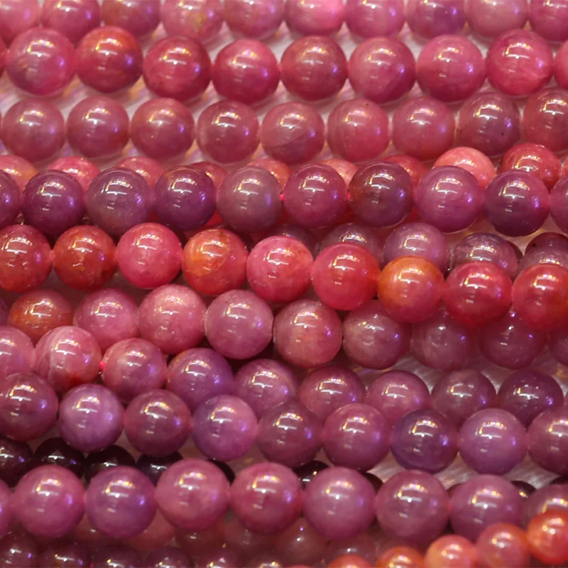 Discount Wholesale Natural Genuine Red Ruby Round Loose Stone Beads 3