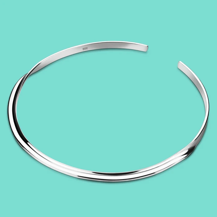 

Bohemian 925 sterling silver collar gives woman twisted glossy design collar ladies necklace solid silver Pendant accessories