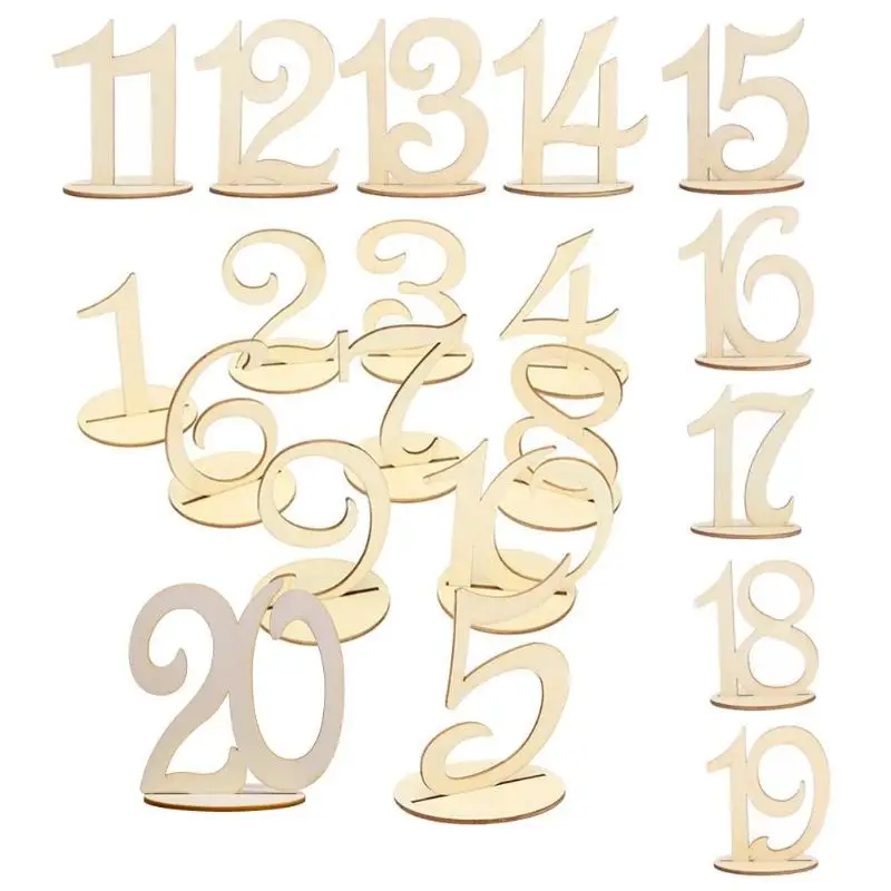 

10pcs Wooden Wedding Table Number Seat Cards Ornament Craft Home Decoration