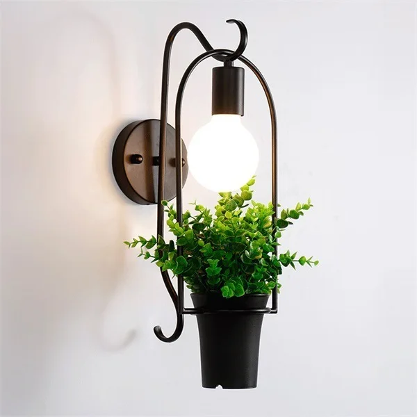 Antique Iron Lighting Garden Pots Potted Metal Industrial Plant Wall Light Kitchen Living Room Hotel Bar Shop Modern Wall Lamp Antique Iron Lighting Garden Pots Potted Metal Industrial Plant Wall Light Kitchen Living Room Hotel Bar Shop Modern Wall Lamp