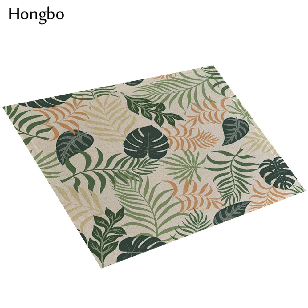 

Non-Slip Floral Plants Tableware Pad Dining Table Mat Heat Insulation Placemats Green Leaf Cactus Bowl Coaster