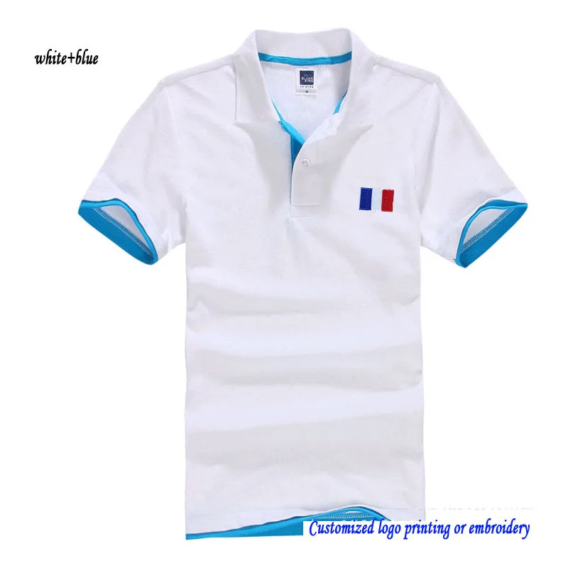 XS-3XL, поло, рубашка, Флаг Франции, мужские Поло, топ, летние рубашки для мальчиков, Обычная Лоскутная одежда ярких цветов, повседневная одежда для взрослых - Цвет: white blue