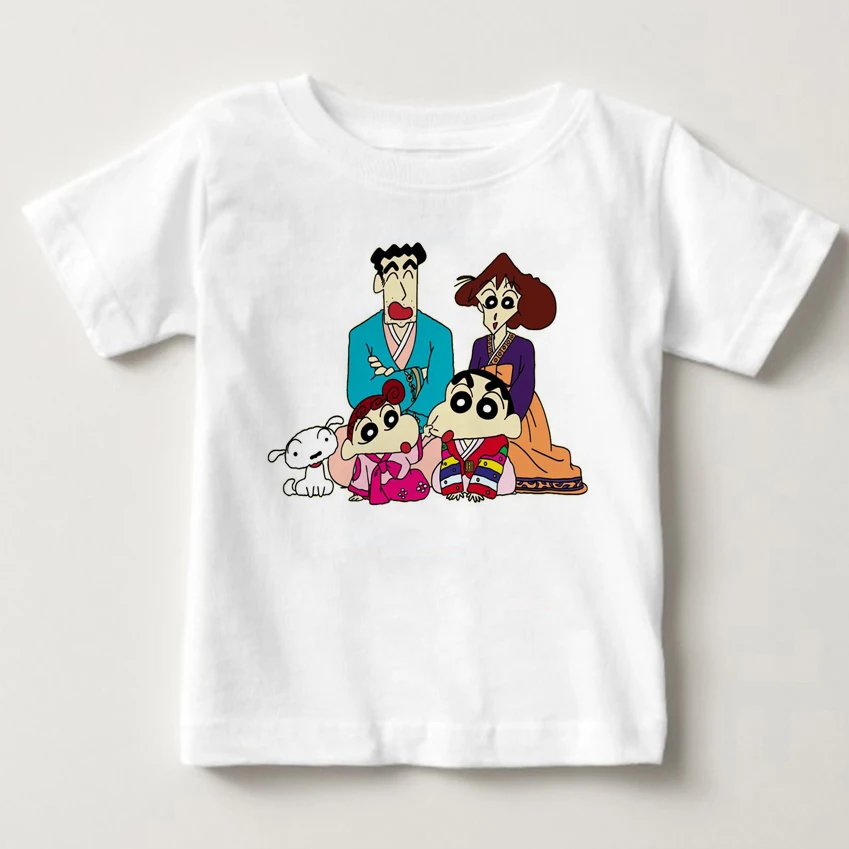 Одежда Crayon shin-chan футболка с японским аниме для мальчиков и девочек футболки Crayon shin-chan Белый Топ, детская одежда, MJ
