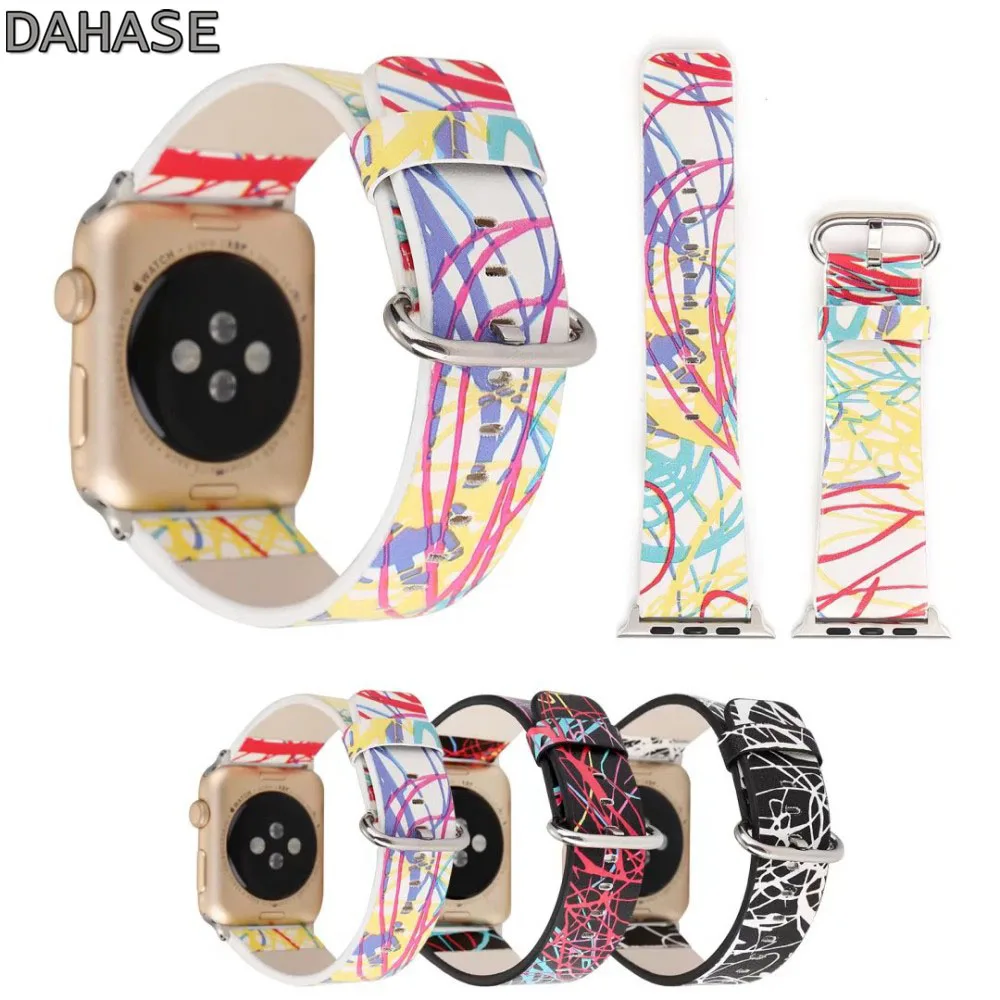 DAHASE Colorful Striped Leather Strap Belt for Apple Watch Band Metal Buckle Wristband for iWatch 42mm 38mm Series 1/2 Bracelet apple-bands-series- : image DAHASE Colorful Striped Leather Strap Belt for Apple Watch Band Metal Buckle Wristband for iWatch 42mm 38mm Series 1/2 Bracelet apple-bands-series-