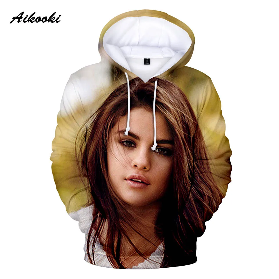 Aikooki 3D Selena Gomez толстовки для мужчин/женщин Толстовка Зимняя с капюшоном певица Selena Gomez модная одежда