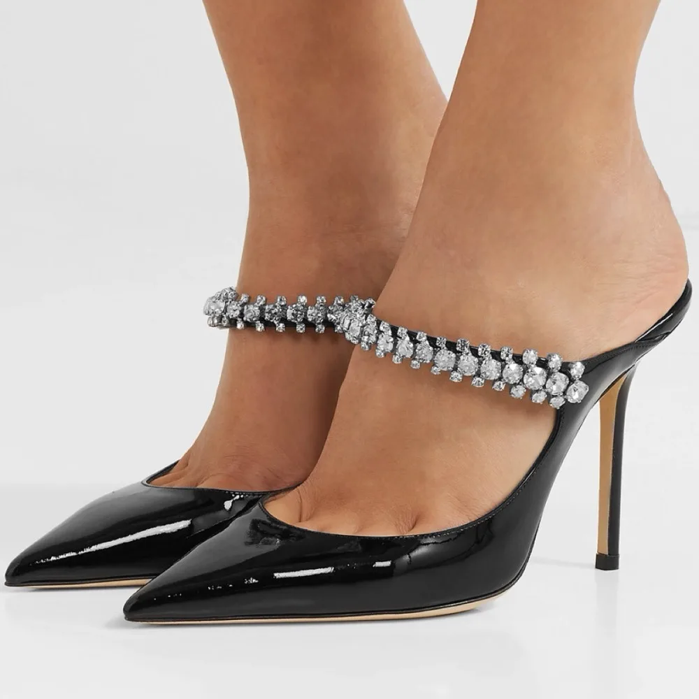 

Elegant Women Pump Crystal Ladies Shoes Wedding Party High Heels Bling Black Shoes Woman Sexy Sapato Feminino Brand Stilettos