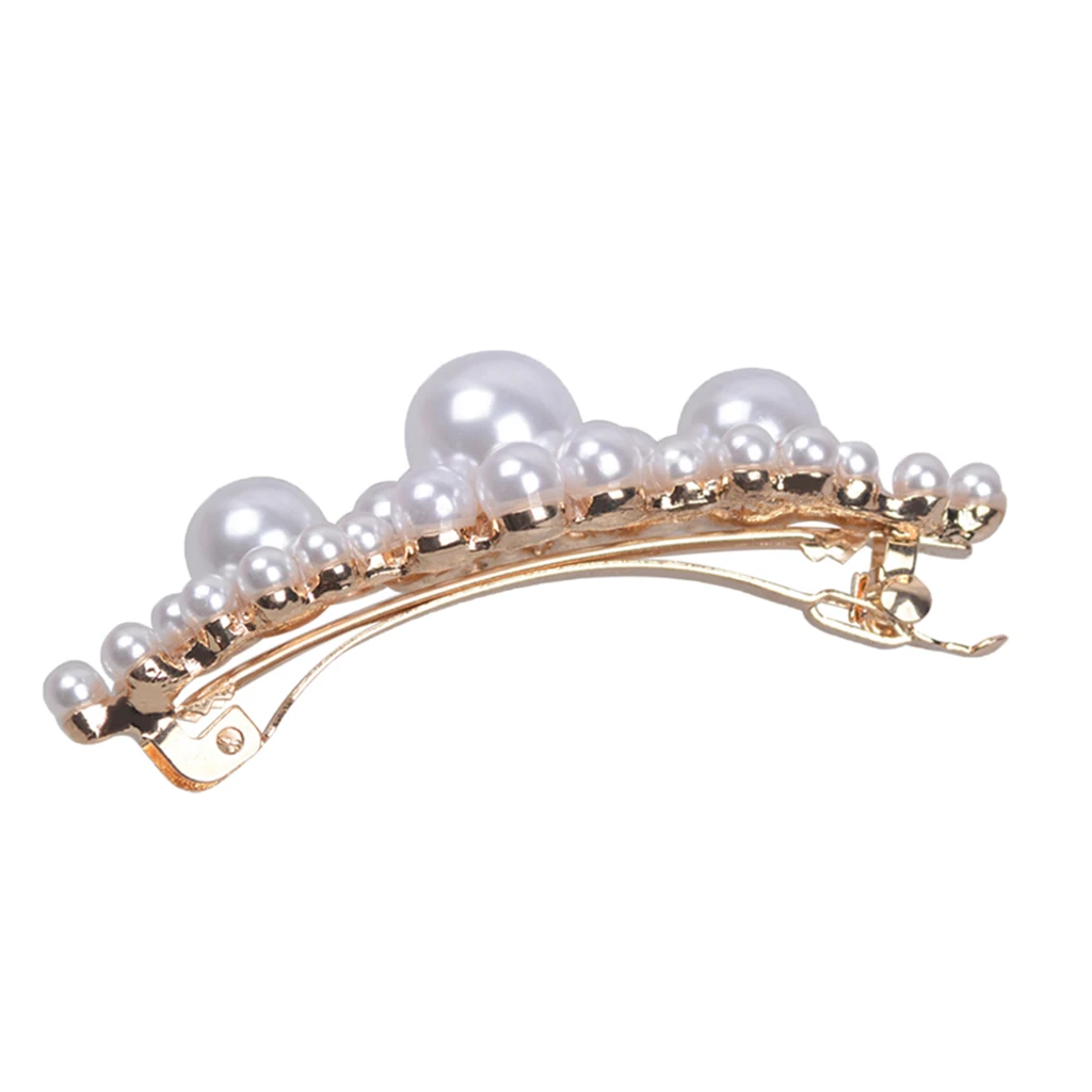 MagiDeal Flower Faux Pearls Spring Barrette Hair Clip Clasp for Women Girls