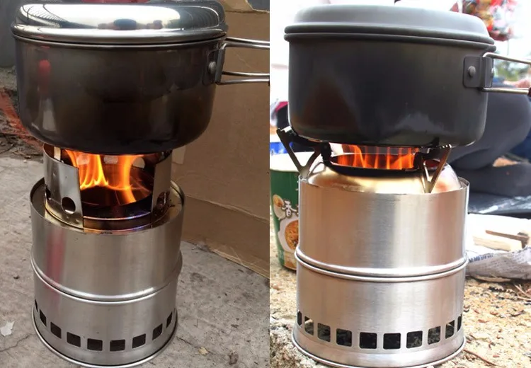 Portátil de Aço Cozinhar ao ar Fogão a Lenha Fogão a Álcool Dobrado Piquenique Camping Fogão Livre Inoxidável Leve Solidificado 20 High Quality Esporte e Lazer