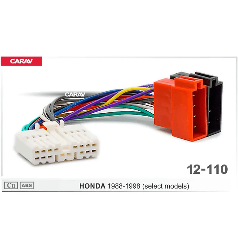 CARAV 12 110 ISO Radio Adapter for HONDA 1988 1998 (select ... honda motorcycle wiring harness connectors 