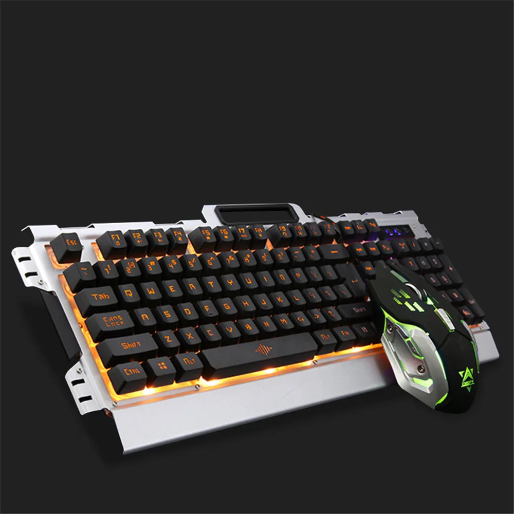 Ergonomics Gaming Keyboard Mouse Combo Cool Backlit USB Wired Keyboard