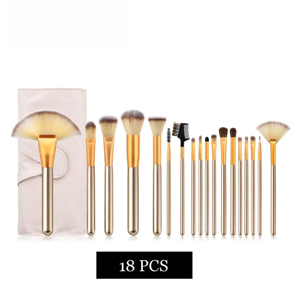 18 PCS 12/18/24 шт Для женщин Макияж набор кисточек косметический порошок тени для век Фонд Румяна смешивание; красота составляют кисть maquiagem - Handle Color: 18 PCS