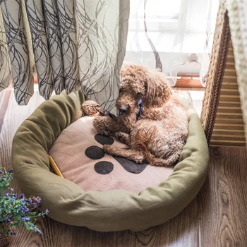 

3 Colors Paw Print Dog Beds Nest Waterproof Bottom Fleece Winter Warm Pet Dog Bed Cushion For Big Dogs XL-XXL