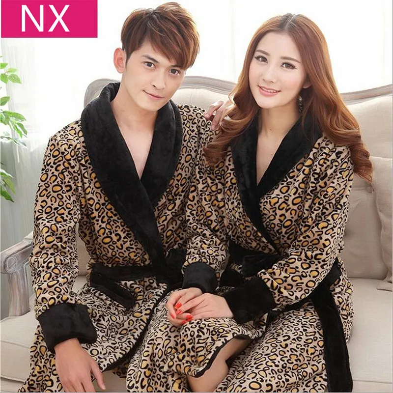 Autumn Winter Long Robe Women men Robes Couples Sleepwear Thickening