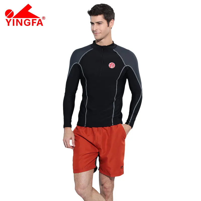 

YINGFA Y1789 Rash Guards Men Long Sleeve Rashguard Splice UV Sun Protection Basic Skins Surfing Diving Swimming T Shirt