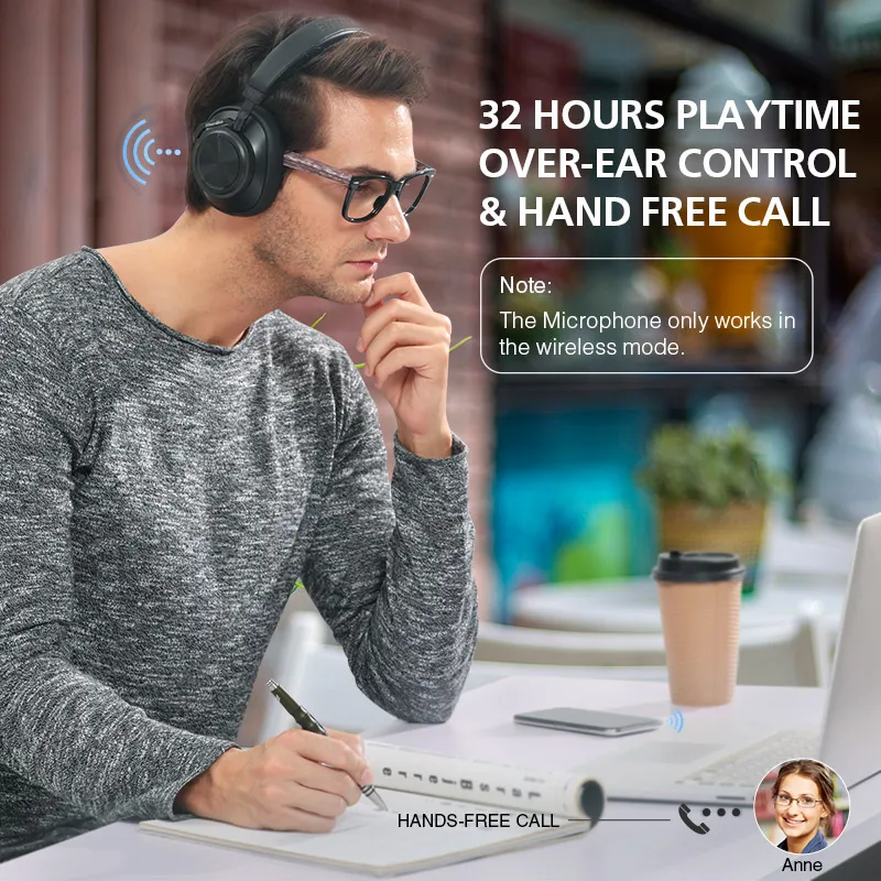 Bluedio T6S Bluetooth Headphones Active Noise Cancelling  Wireless Headset for phones and music with voice control