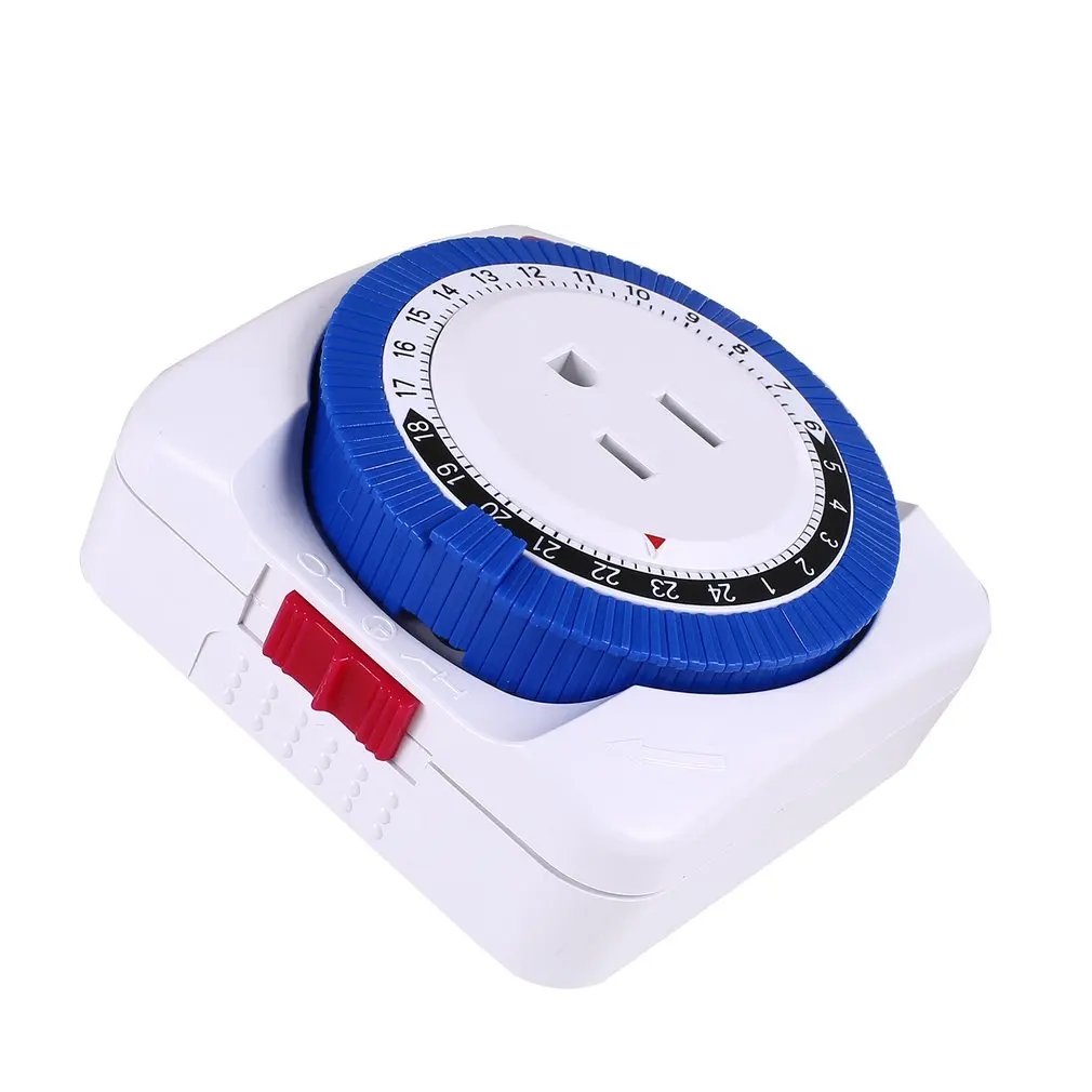24 Hour Timer Energy Saver Socket in Mechanical Grounded Programmable Timer Switch Smart Switch Indoor Auto Power off US EU Plug