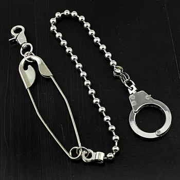 

Helisopus New Fashion Personnality Punk Waist Chain Retro Pin Design Hip Hop Trendy Belt Waist Chain Silver Metal Accessories