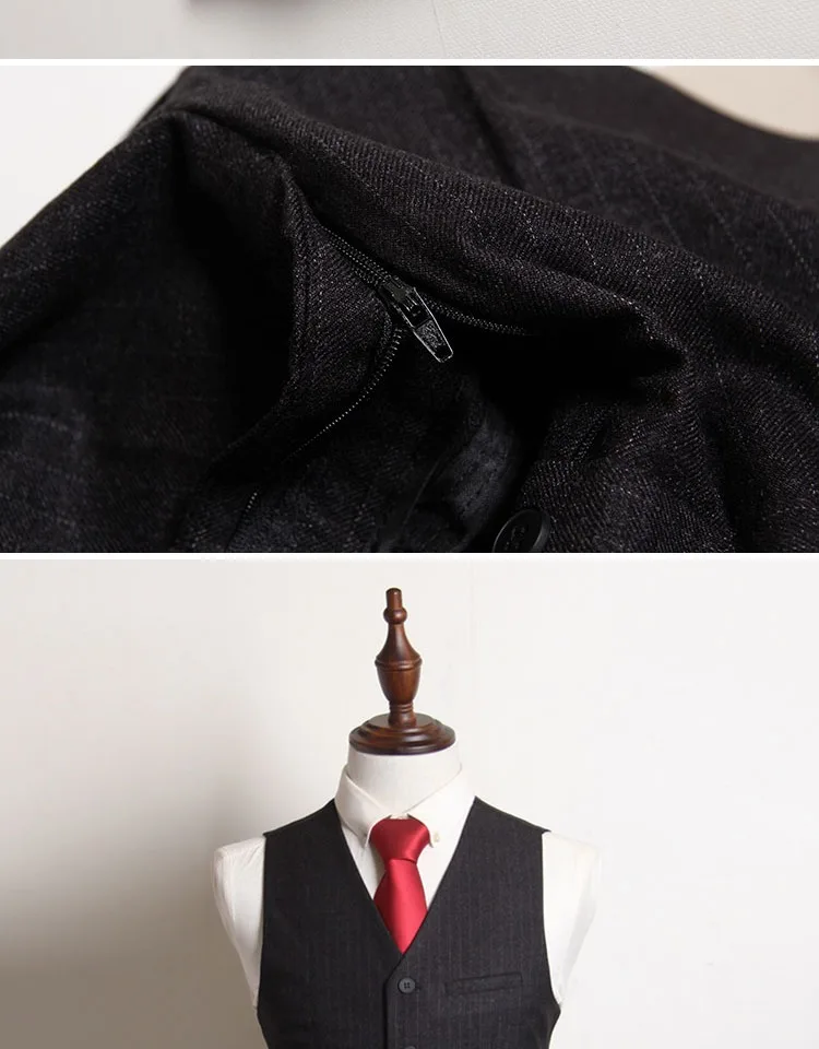 Новинка 2019 года британский стиль для мужчин черный полосатый двубортный костюм s комплект из 3 предметов повседневное Пиджаки для женщи