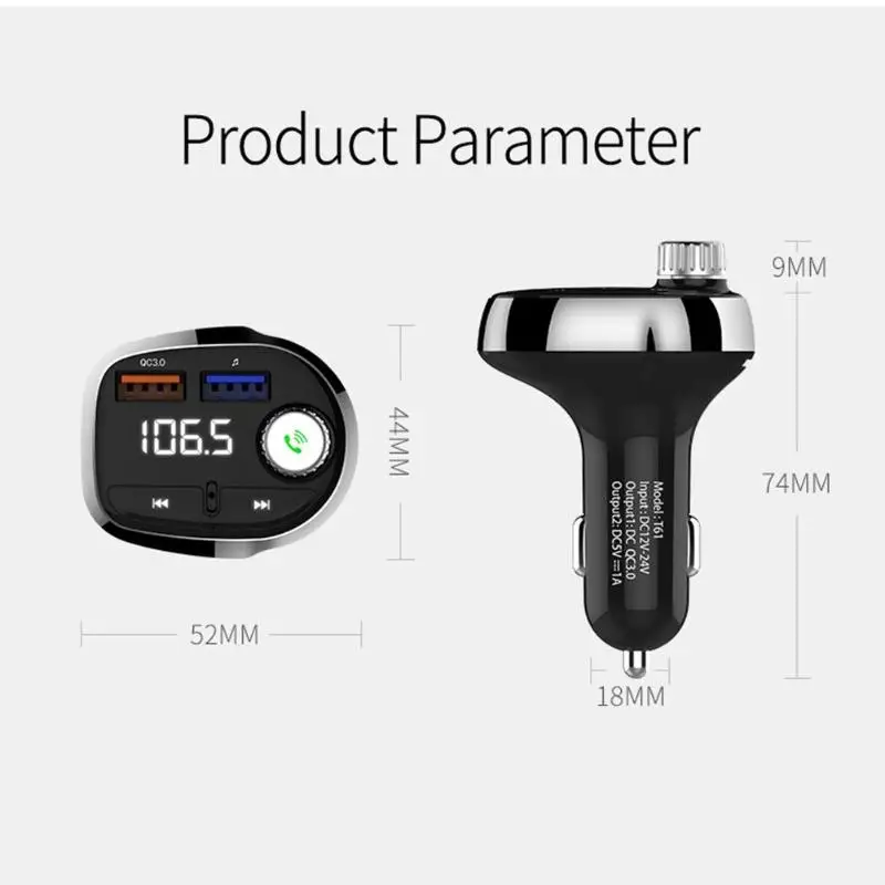 T61 Bluetooth fm-передатчик Handsfree автомобильный комплект MP3-плеер громкой связи автомобильное зарядное устройство QC3.0 USB быстрая зарядка Bluetooth музыка