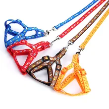 Harnais réglable en Nylon pour petit animal de compagnie, laisse pour chien, chiot, Katten, corde avec motif imprimé aléatoire