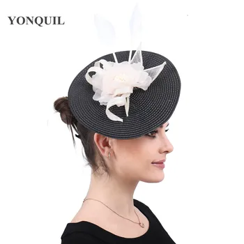 

Women Lady Fashion Big Fascinator Hat Headbands Ladies bridal Married Cocktail Wedding Church Headpiece floral headwear SYF530