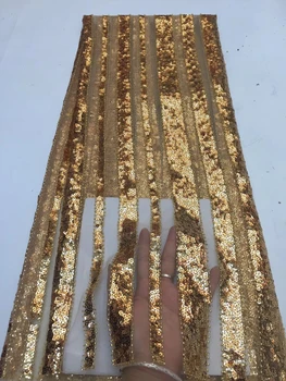 

Hot Sale African Milk silk Laces Fabrics 2020 High Quality Embroidered Gold Nigerian French Lace Fabric With Sequins ZX3173