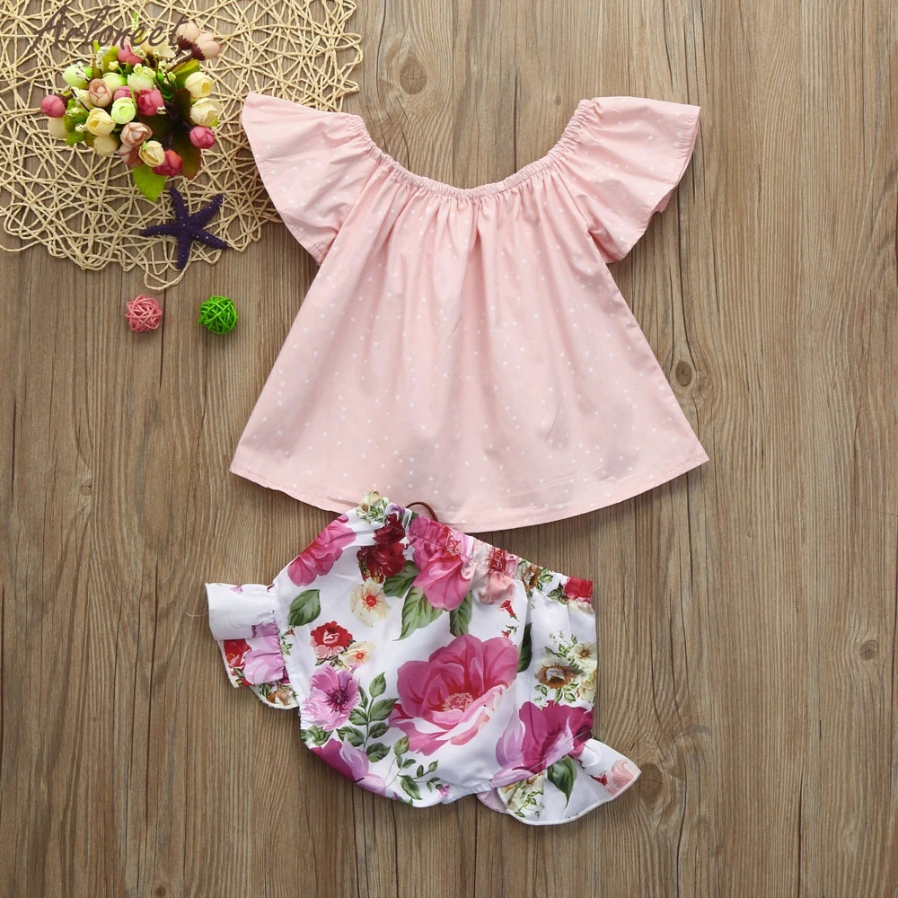 ARLONEET 2pcs Infant Toddler Baby Girls Flare Floral Clothes Tops+Shorts Set Outfits Sleeve Cute Suit Jan10 ARLONEET 2pcs Infant Toddler Baby Girls Flare Floral Clothes Tops+Shorts Set Outfits Sleeve Cute Suit Jan10