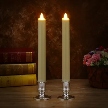 

Ksperway Set of 2 LED Flameless LED Taper Candles Real Wax with Timer and Remote for Wedding Decoration