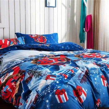 

4Pcs Christmas Bedding Set 3D Printed Duvet Cover Pillowcases Bed Sheet New Year Decorations