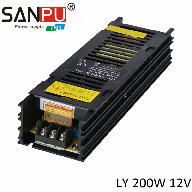 

AC220V Power Supply 12 Volts 16.6 Amps SANPU Flexible LED Display 2017 New Arrival CE RoHS 200W 16A Slim Switching Power Supply