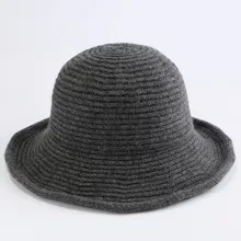 Seioum Для женщин дамы шерсти ведьмы Шапки широкими полями вязаная шапка складной портативный ведро Шапки Повседневная рыбак шапка шапо для женщин