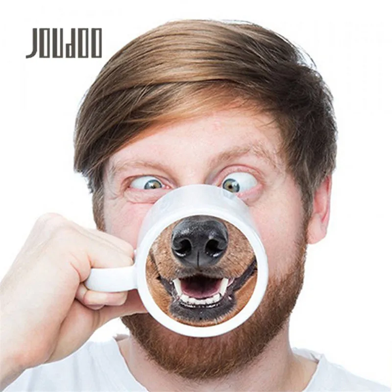 

JOUDOO Funny Pig Dog Printed Coffee Mugs Office Home Drinking Water Bottle Cute Christmas Gifts for Friends 35