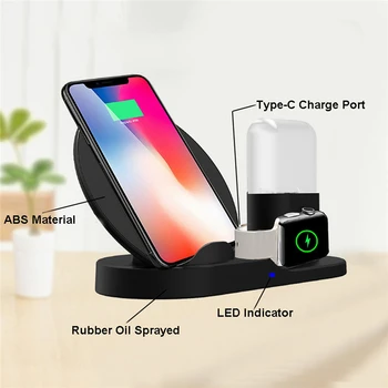 

3in1 Fast Wireless Charger 7.5w/10w QI Wireless Charger Dock for Apple Airpods for iWatch 1 2 3 4 Series Watch for Samsung