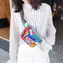 Модная нагрудная сумка с принтом граффити, сумка-мессенджер на талии с широким ремешком, сумки через плечо на молнии, feminina