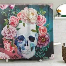 Sugar Skull Fleuri Rose Fleurs Salle de bains moderne étanche bain Rideau de douche Sugar Skull Fleuri Rose Fleurs Salle de bains moderne étanche bain Rideau de douche