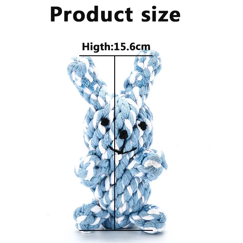 Игрушки для домашних собак ручной работы для собак, молярная веревка и зубная Чистящая игрушка в форме милого кролика, плетеные хлопковые веревки, игрушки для укуса TY0042