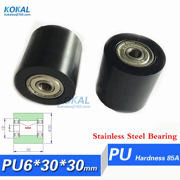 

[PU0630-30S]stainless steel bearing PU TPU big ball bearing 6*30*30mm double ball bearing rubber pulley wheels