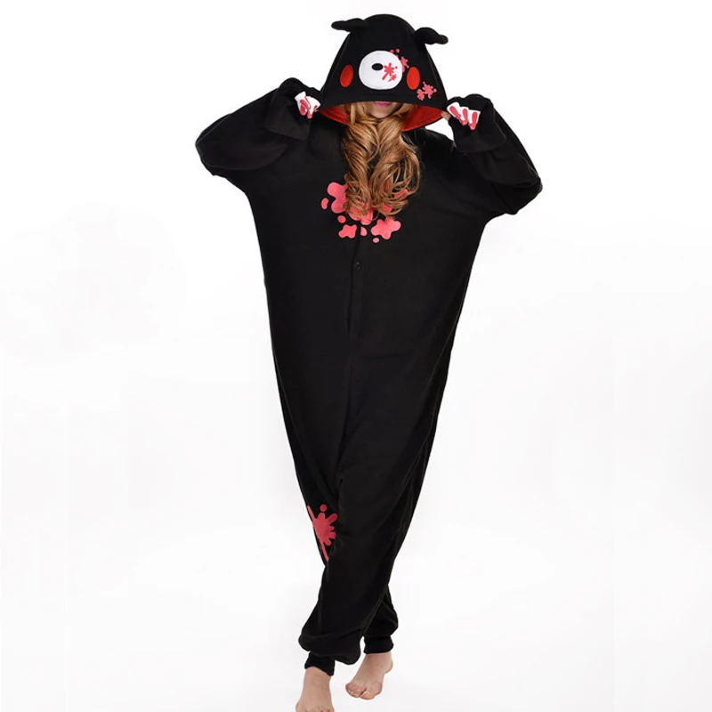 Флис Onesie взрослых животных Пижама Для женщин животного пижамы one piece пижамы женские косплей Комбинезоны унисекс для Для мужчин Для женщин - Цвет: Black  bear