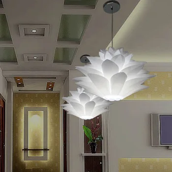 

DIY Lily Lotus IQ Puzzle Pendant Lampshade Cafe Restaurant Ceiling Room Decoration LED Hanging Lamp White Lights