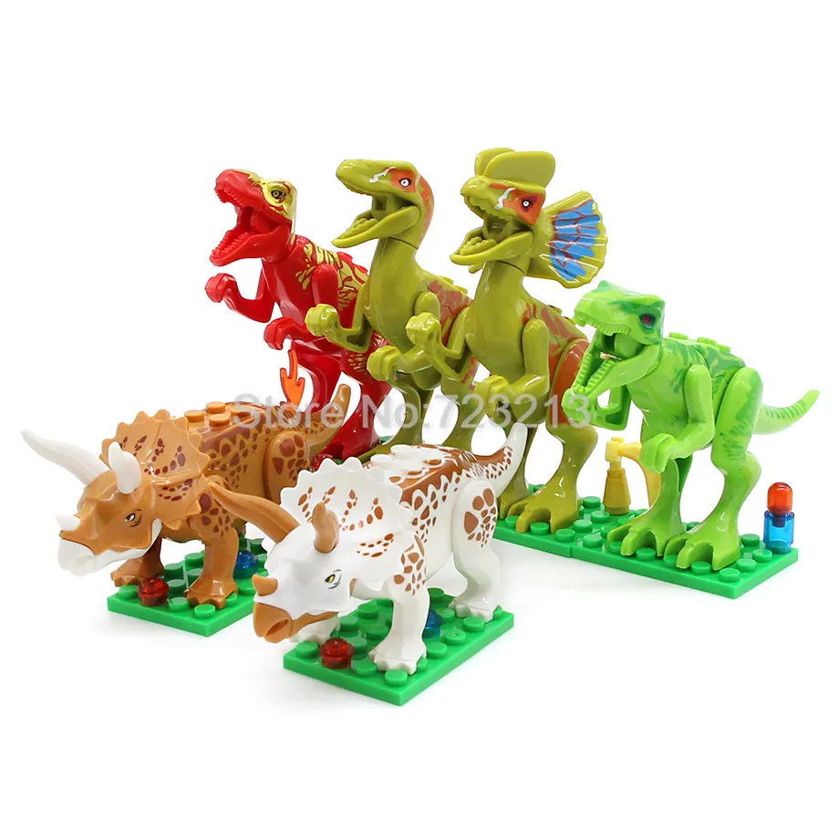 Динозавр Юрского периода мир синий T Rex Велоцираптор Allosaurus строительные блоки