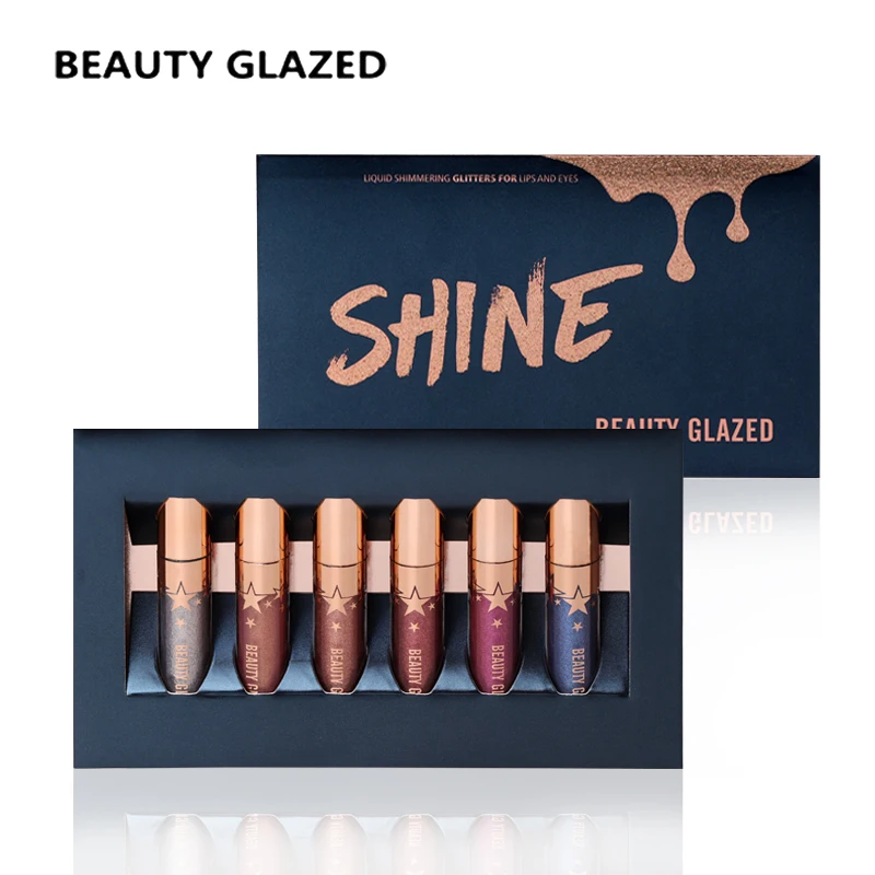 Beauty Glazed Liquid Lipstick Set Glitter Lip Gloss Matte ...