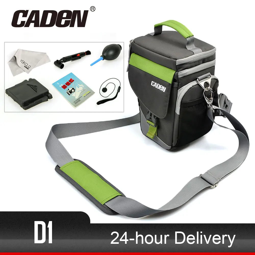 

CADeN Camera Shoulder Bags Photo Video Carry Case Black Green Digital Soft Sling Bag with Rain Cover for DSLR Canon Nikon D1
