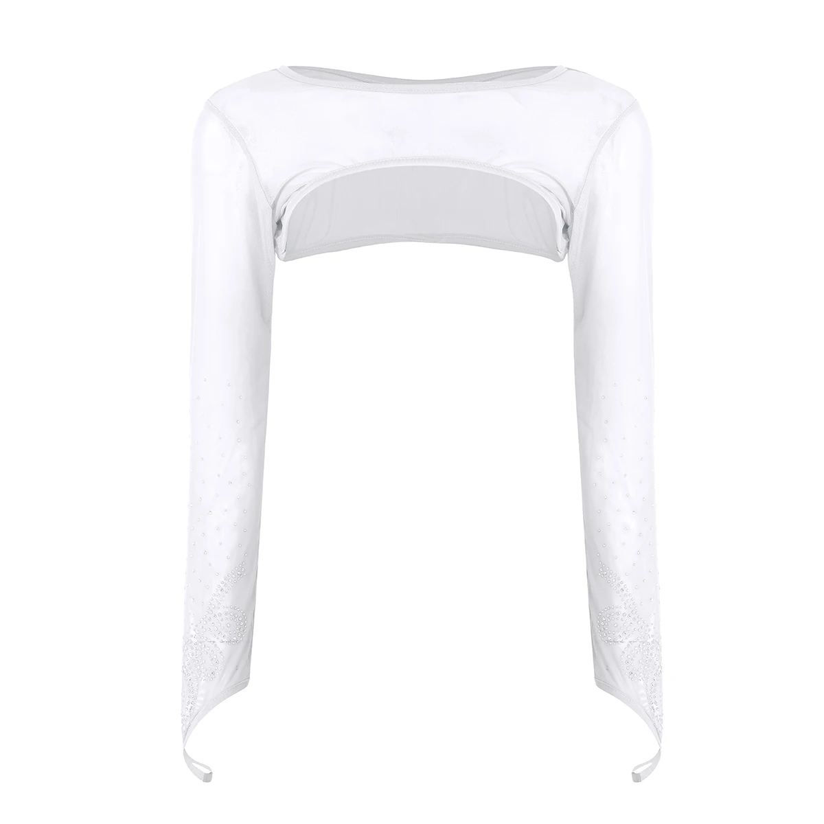 Женский укороченный топ для танца живота из прозрачной сетки с круглым вырезом