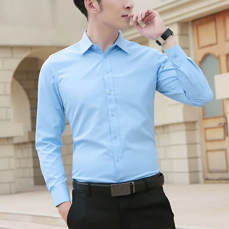 MFERLIER autumn men shirt formal larger plus size 8XL 9XL big Dress