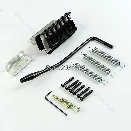 

B39Free Shipping 1 Set 6 Strings Electric Guitar Tremolo Bridge Black With Bar For Strat