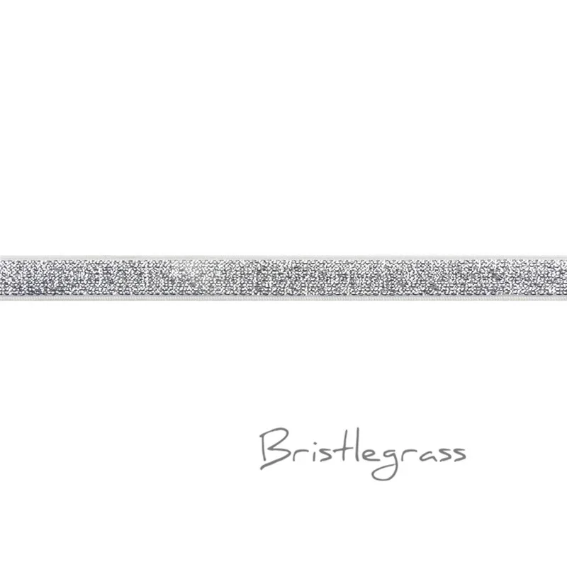 Bristlegrass 5 двор 3/" 10 мм серебристый металлический блеск-Foldover резинки спандекс Группы плечевой ремень бюстгальтер нижнее белье кружево планки