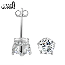 Effie queen роскошные женские серьги для свадьбы и помолвки, ювелирные изделия из розового золота, циркониевые серьги-гвоздики DE122